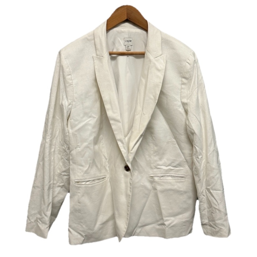 J Crew‎ Womens White Linen Blazer Coat Jacket Size 22 Coastal Beach Office